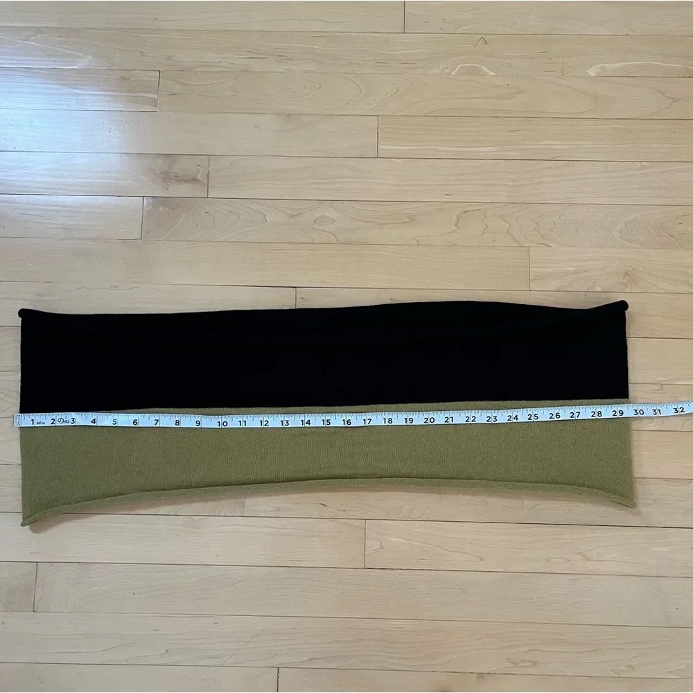 Brodie Cashmere Color-block 100% Cashmere Infinity Scarf In Green Black NWOT